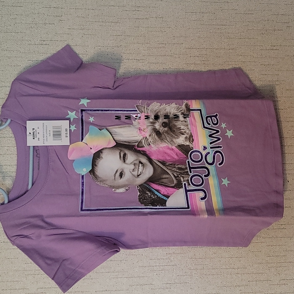NICKELODEON GIRLS JOJO SIWA GRAPHIC TEE: PURPLE: NWT: SZ M
